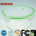 microwave borosilicate glass container with color plastic lid